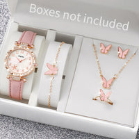 6-Piece Set: Floral Watch with Butterfly